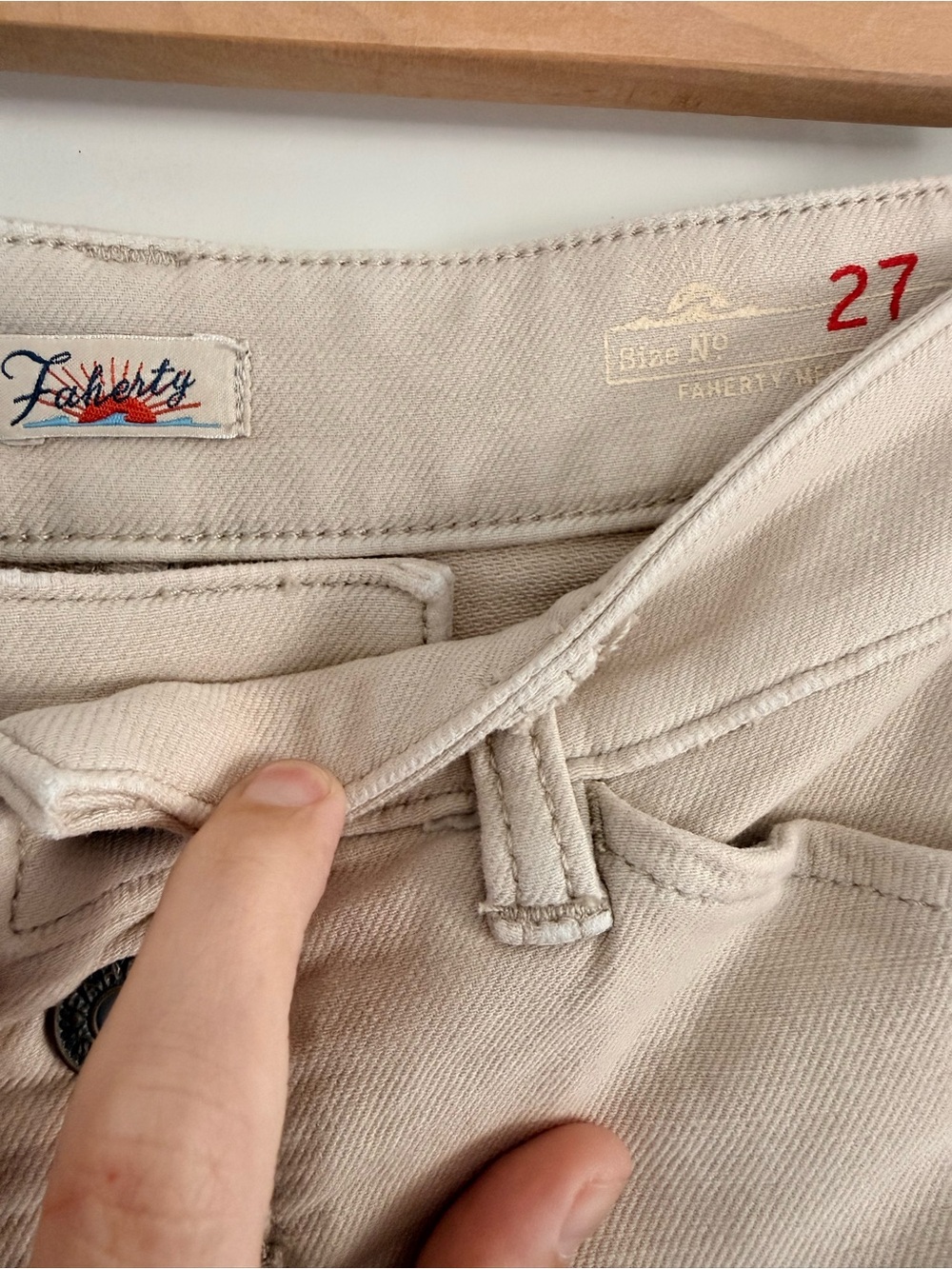 Faherty Ivory High Rise Straight Leg Pants Size 27 Coastal Minimalist - Picture 4 of 4